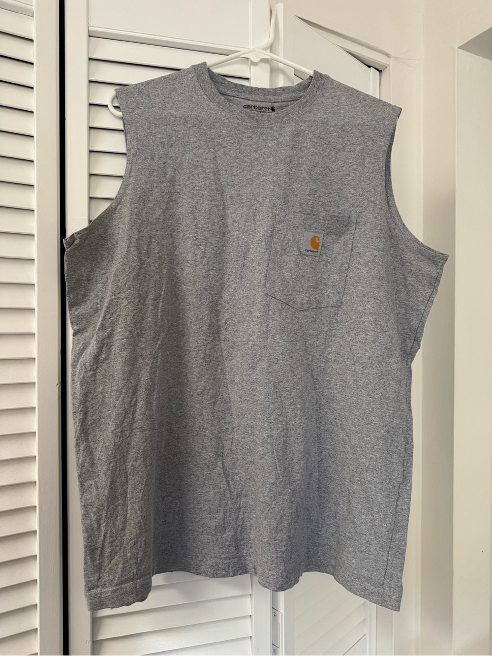 Carhartt Mens Workwear Pocket Sleeveless Muscle T-Shirt Heather Gray Size L